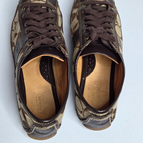 Coach Suee Khaki Chestnut Canvas Brown Leather Trim Sneaker Shoe Sz 8B A1258 - Picture 7 of 9